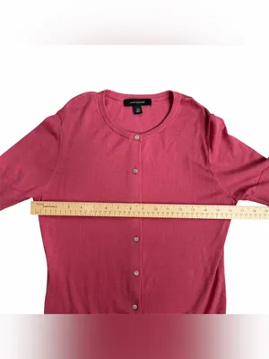 Ann Taylor Rose Pink Short-Sleeve Button Silk Cardigan thumbnail 3
