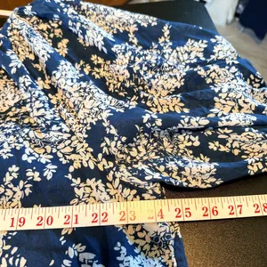 Abercrombie Fitch Size Xl Women Jade Blue White Floral Print 3/4 Sleeve‎ Boho thumbnail 7