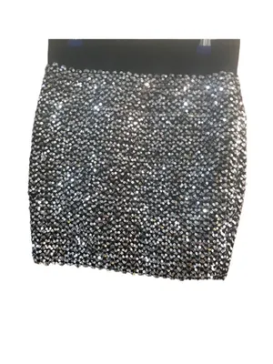 Forever 21 Silver Sequin Mini Skirt - Shimmer Disc Detail thumbnail 2