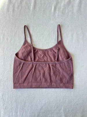 Women’s Purple Ribbed Cropped Tank Top thumbnail 2