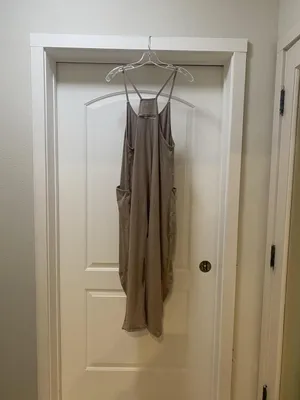 Free People Movement Hot Shot Jumpsuit Womens XS Beige Sleeveless Scoop Pockets thumbnail 4