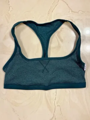 PINK VICTORIA’S SECRET Cotton Dorm Shine Green Waffle Knit Bralette Boyshorts M thumbnail 5