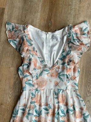 Hello Molly White Floral Ruffle Mini Dress Size Small US 4 Summer Party Wedding thumbnail 2