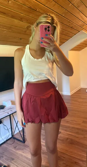 offline by aeire red bubble skirt with built in shorts thumbnail 1