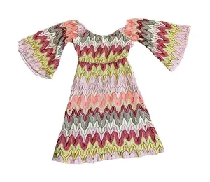 Judith March multicolor textured bell sleeve‎ dress hippie boho sz S thumbnail 1
