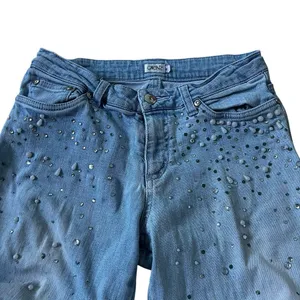 Cache Blue Embellished Bedazzled Rhinestones Beaded Flare Jeans Women 4 | 65-4 thumbnail 4