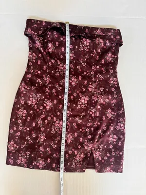 NWT Altar’d State Analissy Burgundy Satin Floral Strapless Mini Dress sz L Large thumbnail 10