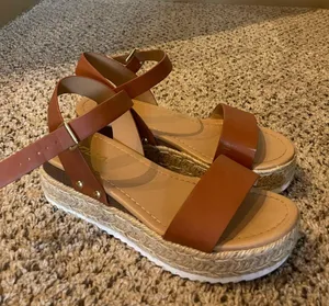These Three Boutique Tan Platform Espadrille Sandals thumbnail 1