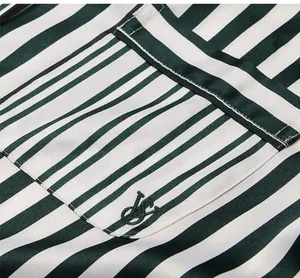 Victoria’s Secret Satin Pajama Set, Short Sleeve Green Stripe thumbnail 2