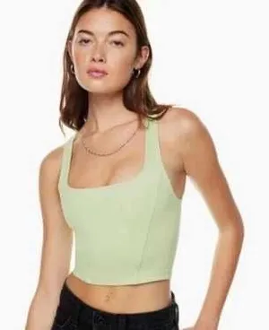 Sunday Best Aritzia Light Green Squareneck Crop Top thumbnail 1