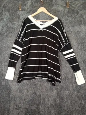 Free People Printed All Star Layer Oversized V Neck Long Sleeve Boho Sporty M thumbnail 2