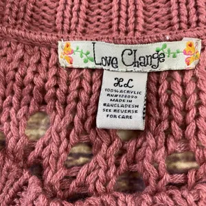 Love Change Women's Sweater Shirt XL Dark Pink Knit Short Sleeve Top thumbnail 3
