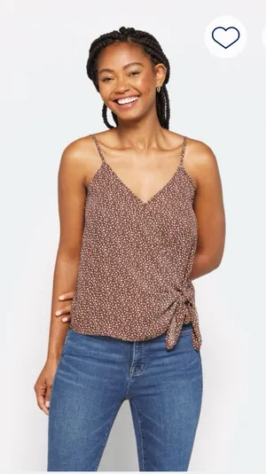 PAPERMOON Conway Brown Polka Dot Printed Tie-Hem Cami Tank Top Size XL thumbnail 1