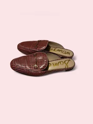 Sam Edelman Pink Plaid Patent Leather Horsebit Mules thumbnail 5