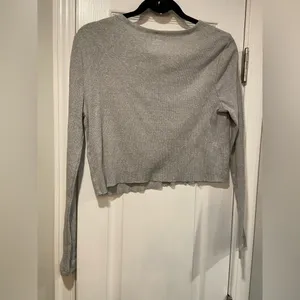 NWOT BDG Urban Outfitters Size L Gray Ribbed Stretch Long Sleeve Crop Top thumbnail 7