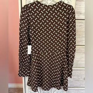 Flynn Skye Brown Polka Dot Lydia Mini Dress Long Sleeve Boho Parisian chic NWT S thumbnail 4