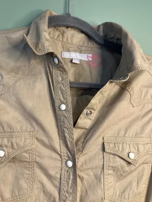 Tin Haul Small Western Shirt Tan Pearl Snap Cotton Ranchwear Cowgirl Embroidered thumbnail 4