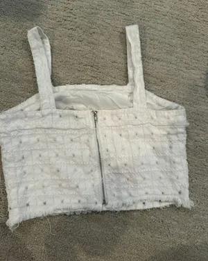 White Cropped Blouse thumbnail 3
