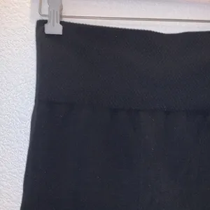 Black stretchy fleece lined leggings winter warm thick waistband thumbnail 3