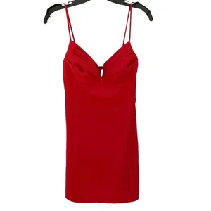 Princess Polly size 8 Red Zuri Plunge Pleated Bust Fitted Sheath Mini dress-DEFECT thumbnail 2