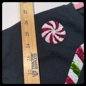 Margaux & Lexi Sweatshirt Women L Black Candy Sequin Christmas Sweater thumbnail 5