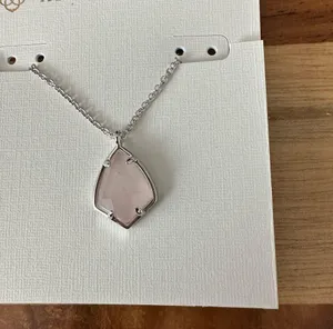 NWT Kendra Scott Cory Rhodium Rose Quartz Necklace thumbnail 3