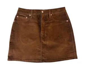 Daze Denim Brown Mini Skirt Size 27 NWOT Faux Leather Look Western Boho thumbnail 1