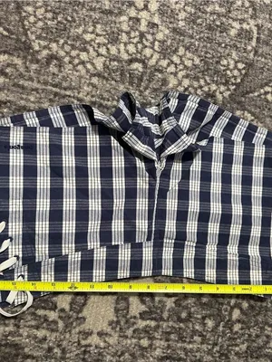 Patagonia Women’s Size 4 Navy Blue White Plaid Side Tie Athletic Water Shorts thumbnail 5