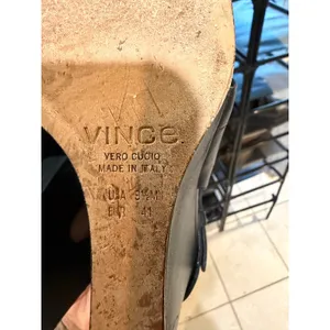Vince Size 9.5 Black Leather Wedge Sandals Minimalist Y2K Quiet Luxury Heels thumbnail 6