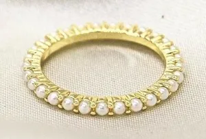 Dainty Micro Pearl Infinity Ring Gold thumbnail 1