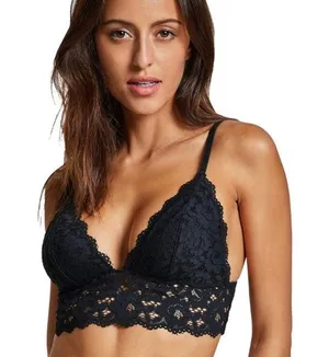 NWT Lace Longline Strappy Bralette Small Black thumbnail 2