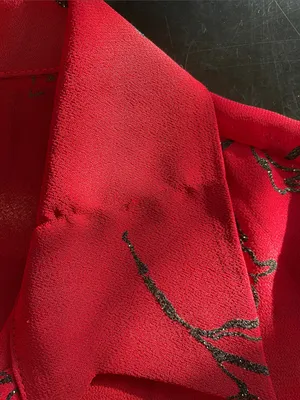 Metaphor Red with black Floral  pattern Button-Front Women’s Top thumbnail 6