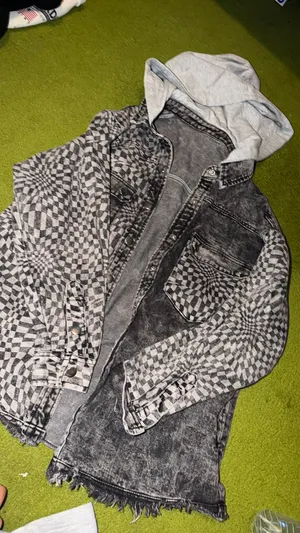 Checkered denim jacket Black Size M thumbnail 1