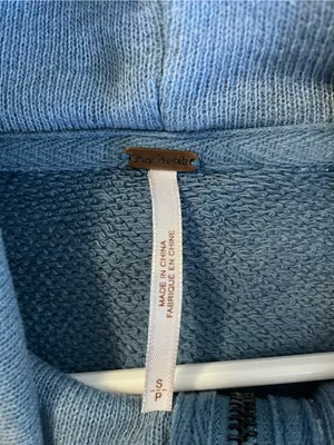 Free People Sky Blue Lace-Trim Quarter Zip Top Size S thumbnail 2