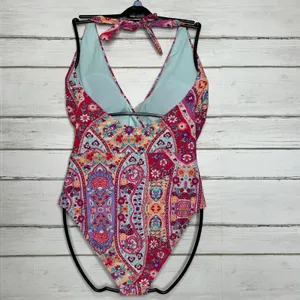 Nanette Lepore One Piece Swimsuit Floral Wrap Halter Size 12 thumbnail 4
