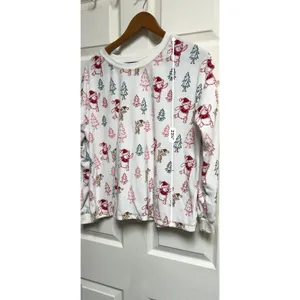 Disney Winnie the‎ Pooh Christmas Pajama Top White Fleece Medium 8-10 Holiday thumbnail 4