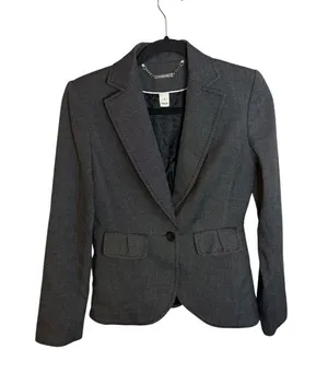 White House Black Market Black & White Speckled Y2K Preppy Blazer thumbnail 1