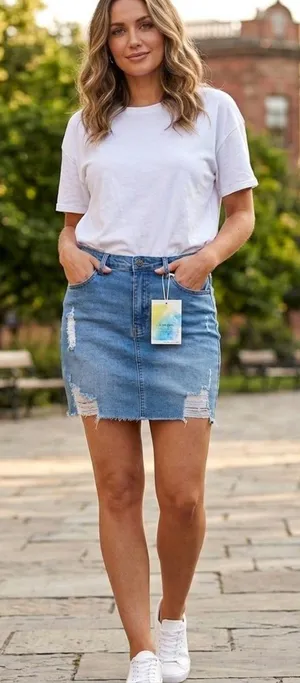 Wax Jean Basic‎ Denim Distressed Skirt Size M thumbnail 1