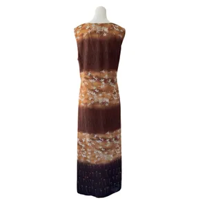 Vintage ‘90s Apostrophe Brown & Tan Floral Scoop Neck Sleeveless Maxi Dress thumbnail 6