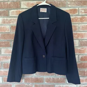Vintage Pendleton Virgin Wool Blazer Suit Jacket Women’s 14 Navy Blue thumbnail 1