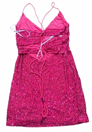 Retrofête Women's Pink Sequin Cowl Neck Mich Bodycon Dress Size M thumbnail 7
