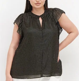 Tommy Hilfiger- Black and Gold Dotted Blouse Size S/P thumbnail 1