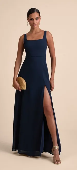 NWT Lulus Remarkable Arrival Navy Blue Sleeveless Maxi Dress Wedding Banquet XL thumbnail 1