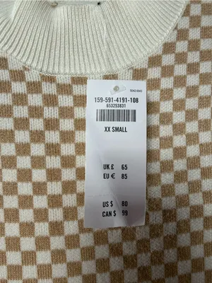 NWT Abercrombie & Fitch Long Sleeve Checkerboard‎ Sweater Dress in Light Brown thumbnail 3