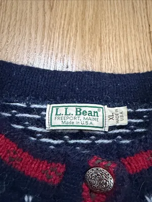 Vintage L.L. Bean Snowflake Wool Nordic Winter Cardigan Sz XL thumbnail 2