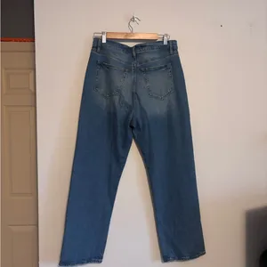 Ann Taylor LOFT Blue Denim High Rise Straight Jeans in Vintage Mid Indigo Wash thumbnail 3