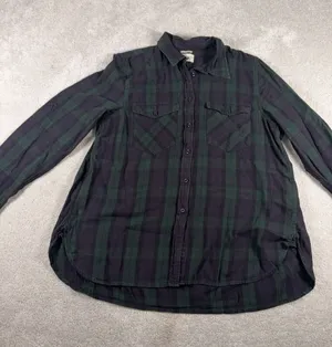 womens ralph lauren denim & supply navy green‎ plaid xl shirt Button Up Blouse thumbnail 1