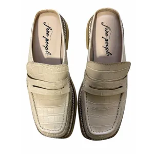 Free‎ People Lilith Loafer Mules Cream Crocodile Print Women's Size 38 thumbnail 5