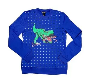 Alex Stevens Lightweight Blue Christmas Dinosaur Polka Dot Sweatshirt‎ Medium thumbnail 1