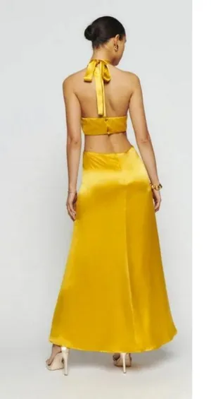 💕REFORMATION💕 Nerida Silk Dress ~ Tumeric 10 NWT thumbnail 7